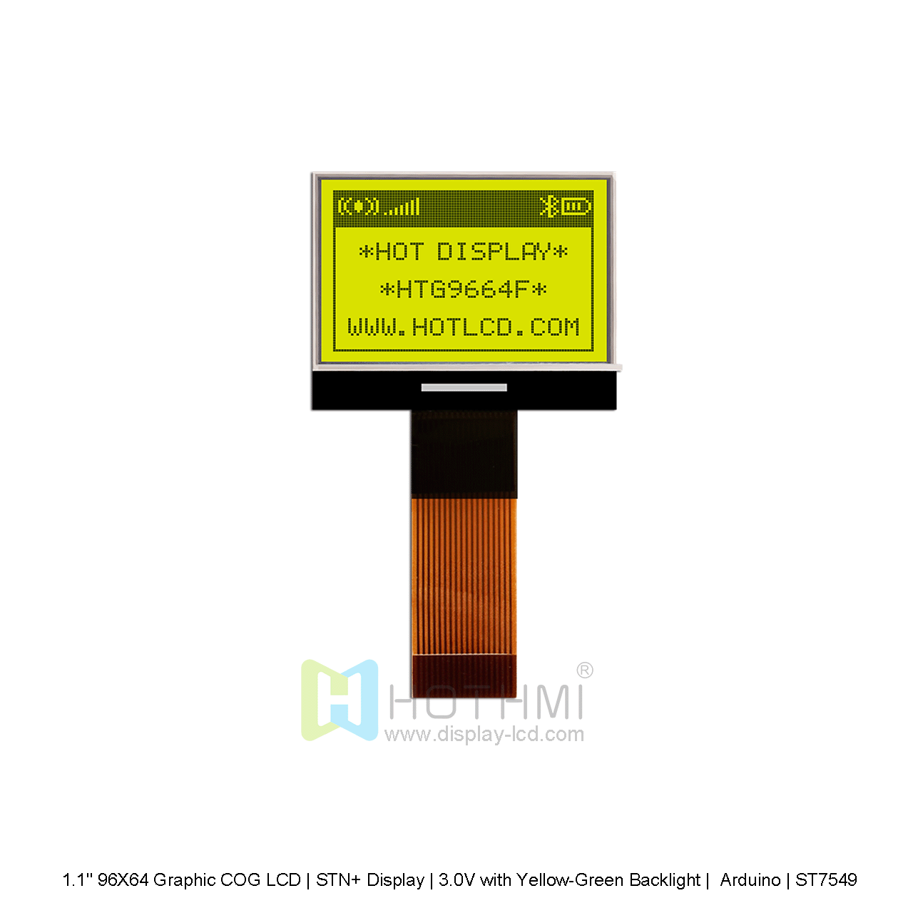 96X64pixel Graphic COG LCD | STN+ Display | 3.0V with Yellow-Green Backlight |  Arduino