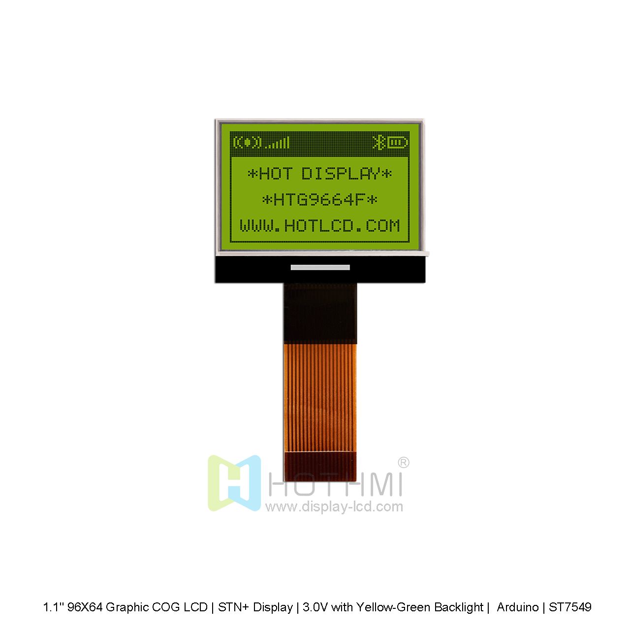 96X64pixel Graphic COG LCD | STN+ Display | 3.0V with Yellow-Green Backlight |  Arduino