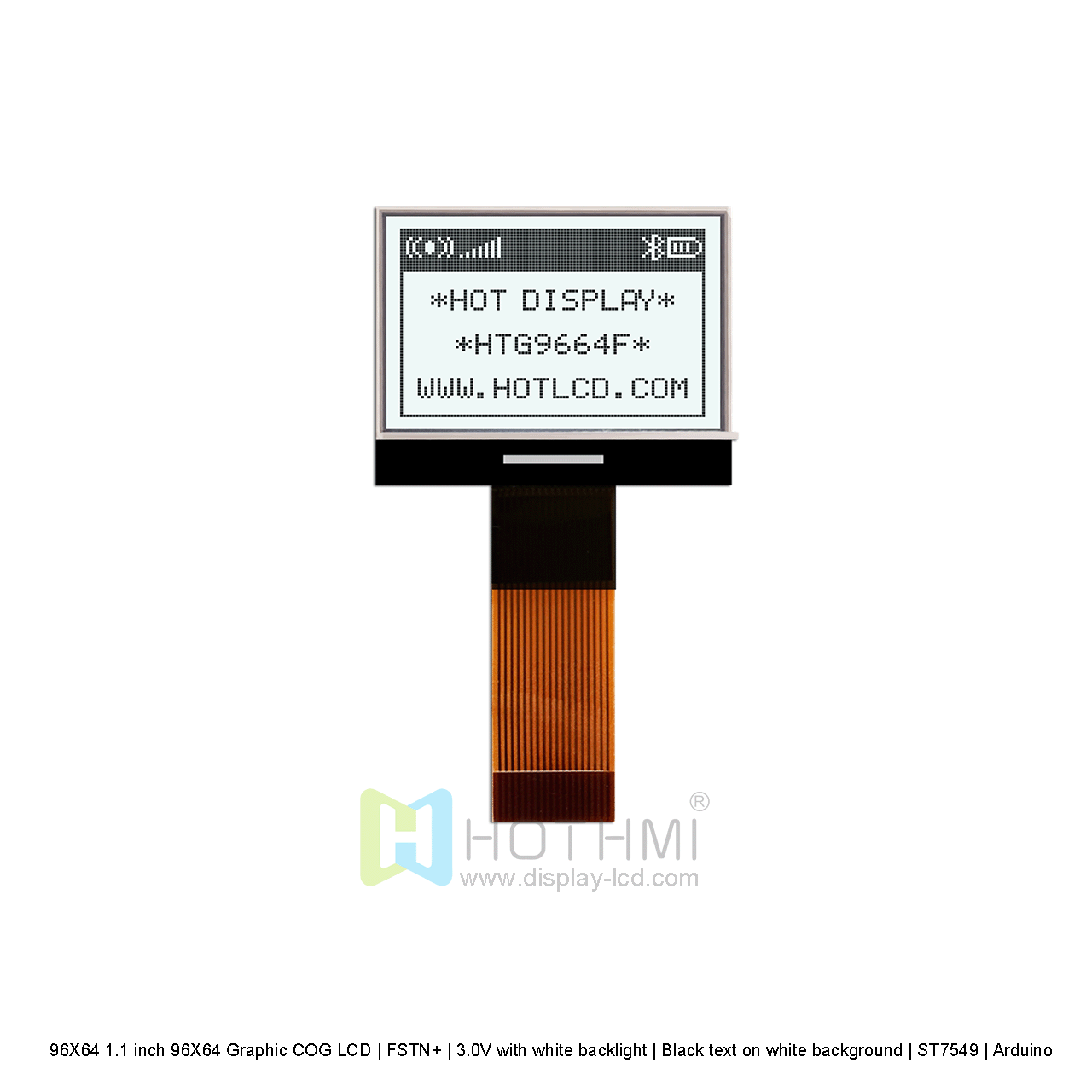 96X64 pixel Graphic COG LCD | FSTN+ | black text on white background 3.0V | Arduino