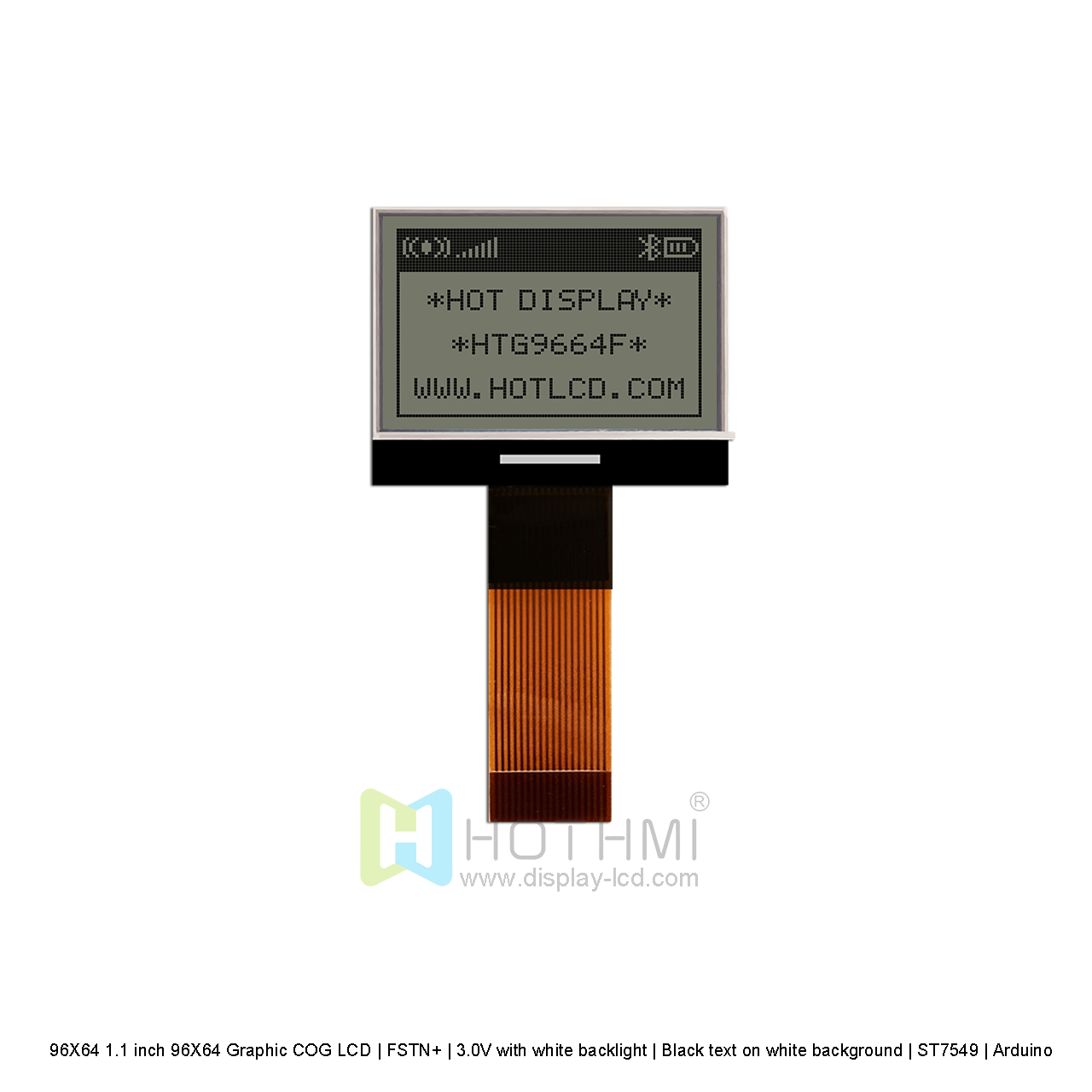 96X64 pixel Graphic COG LCD | FSTN+ | black text on white background 3.0V | Arduino