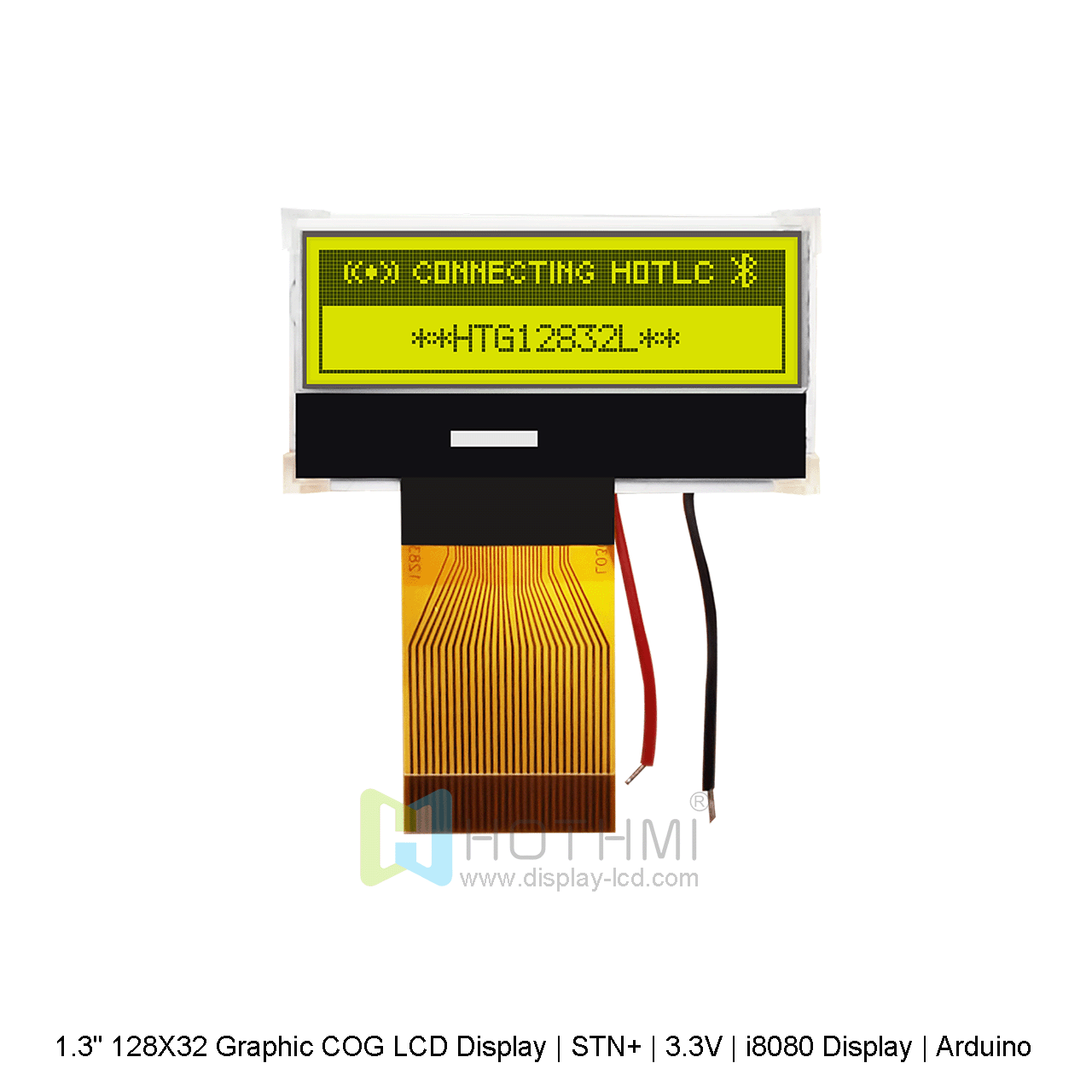 Graphic COG LCD Display yellow-green background 1.3" 128X32 | STN+ | 3.3V Arduino