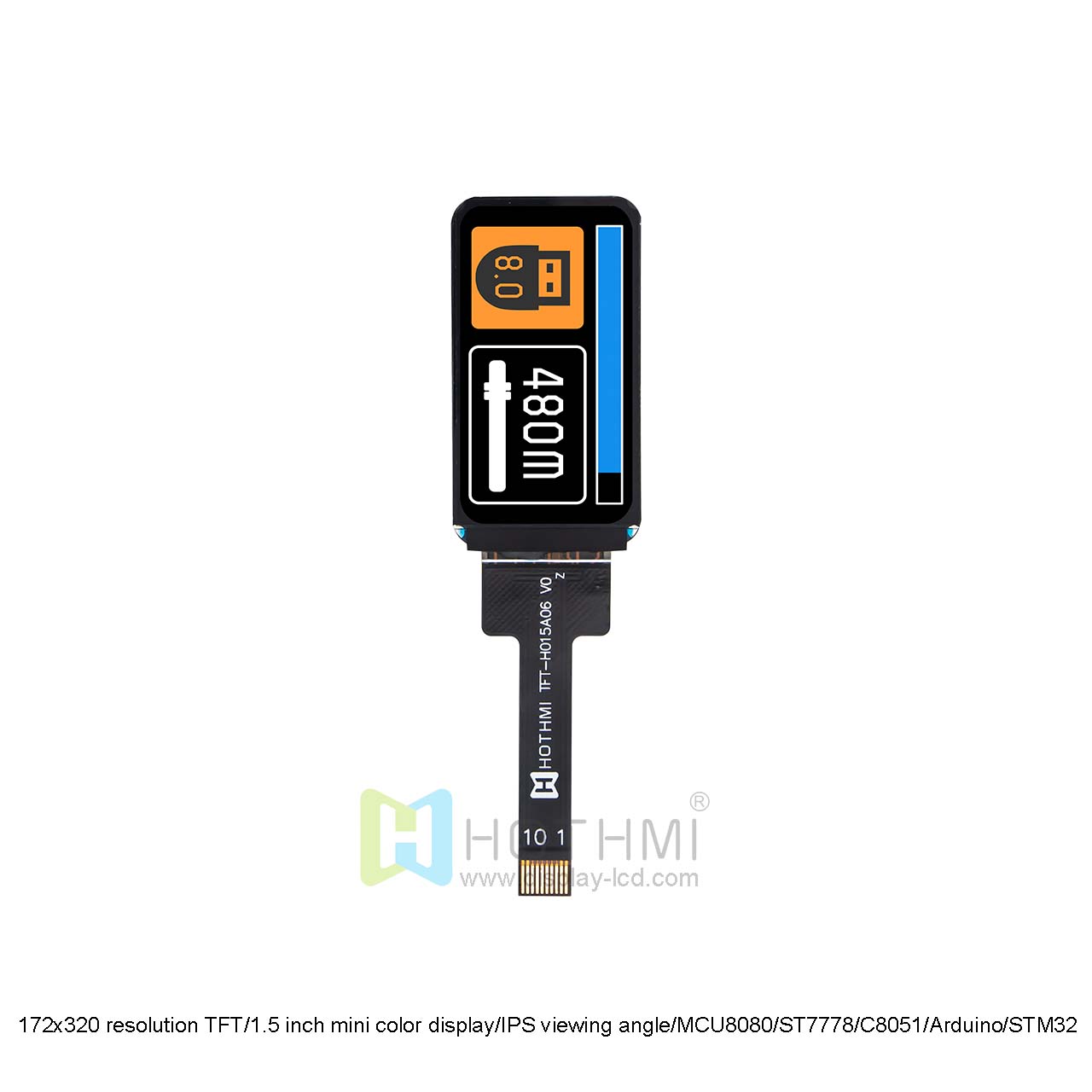 172x320 resolution TFT/1.5 inch mini color display/IPS viewing angle/MCU8080/ST7778/C8051/Arduino/STM32