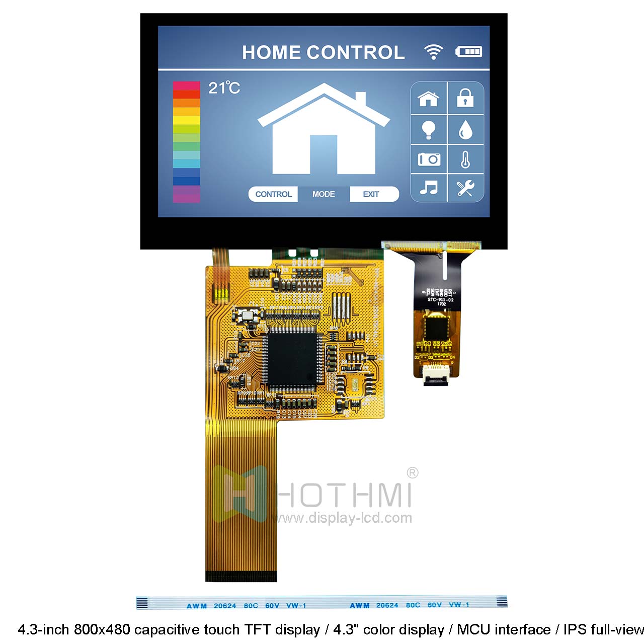 4.3-inch 800x480 capacitive touch TFT display / 4.3" color display / MCU interface / IPS full-viewing angle wide temperature TFT / C8051 / Arduino / STM32