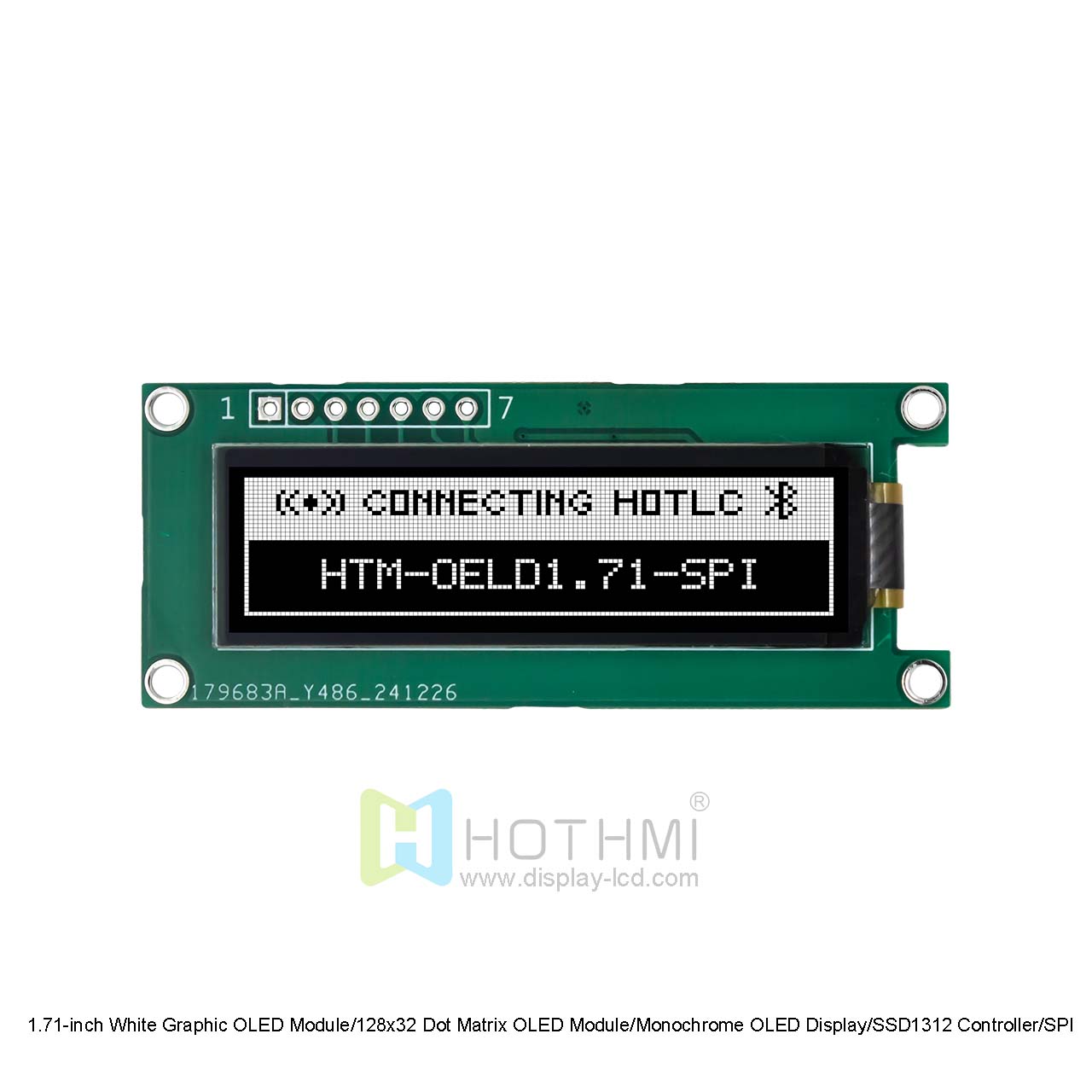 1.71 inch White Graphic OLED Module/128x32 /Monochrome OLED Display/SSD1312 Controller/SPI Interface/Arduino
