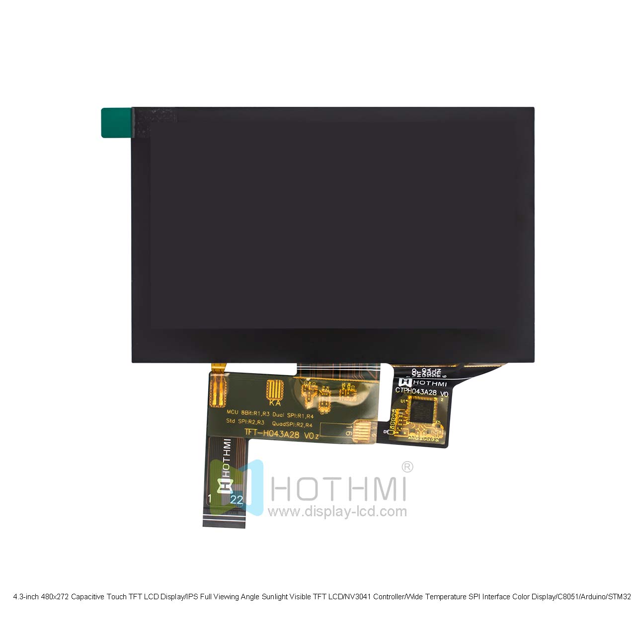 4.3 inch TFT LCD Display | 480x272 Optical Bonding Capacitive Touch TFT LCD Display