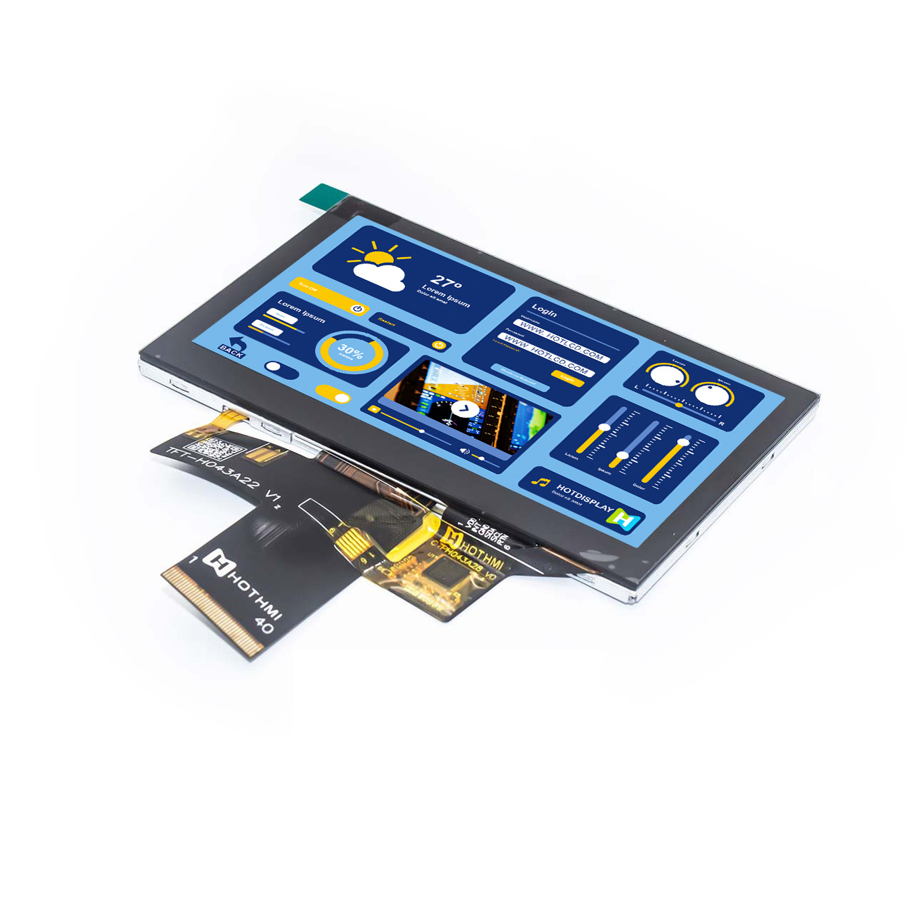 4.3 inch IPS capacitive touch display/wide temperature/SPI interface/FPC plug/C8051/Arduino/STM32