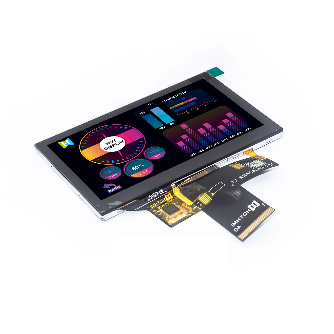 4.3 inch TFT LCD display 480x272 wide temperature IPS full viewing angle/sunlight readable/SPI interface/capacitive touch compatible with C8051/Arduino/STM32