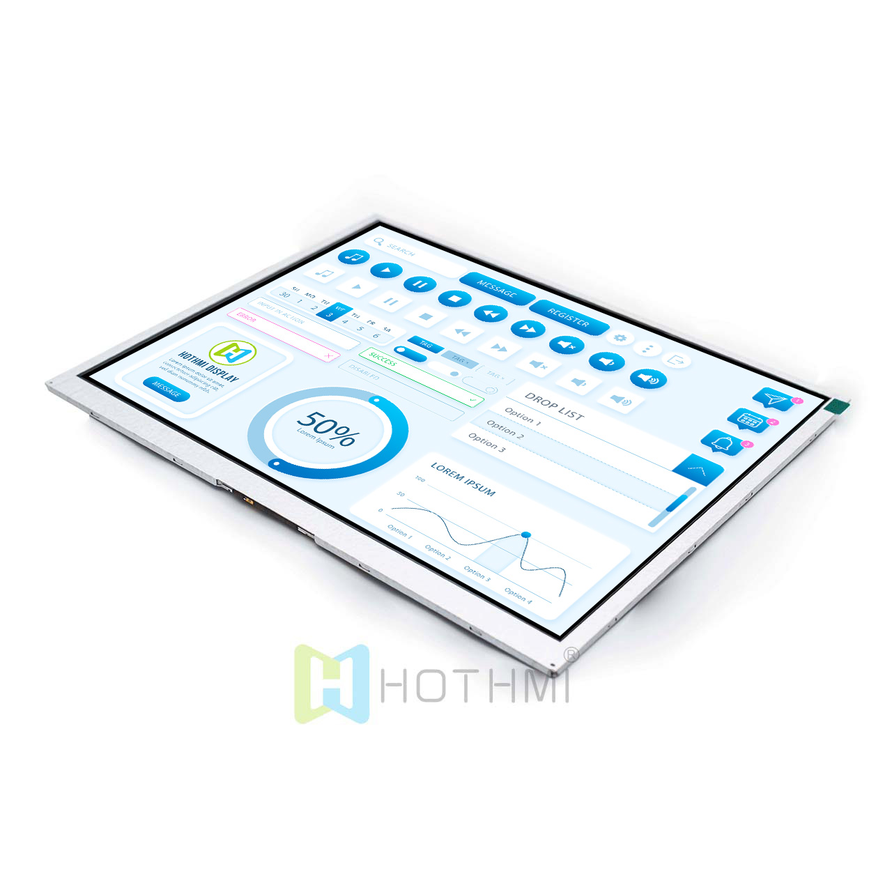 9.7 inch TFT LCD/1024x768 Wide Temperature/IPS Full Viewing Angle/Sunlight Readable Display/LVDS