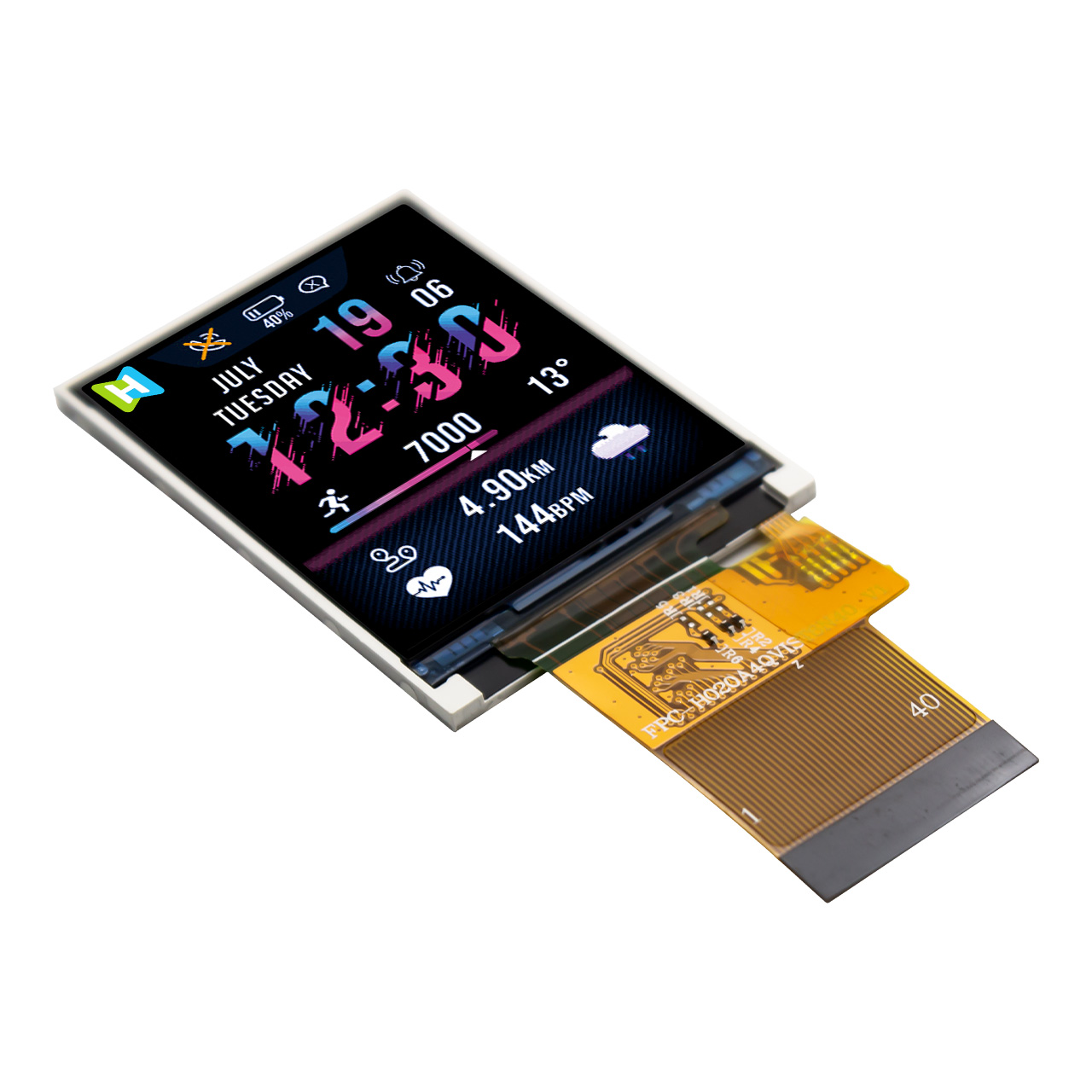 2.0 inch IPS TFT LCD display | 240x320 pixels | MCU 8Bit interface | 40-pin | Optional capacitive/resistive touch screen