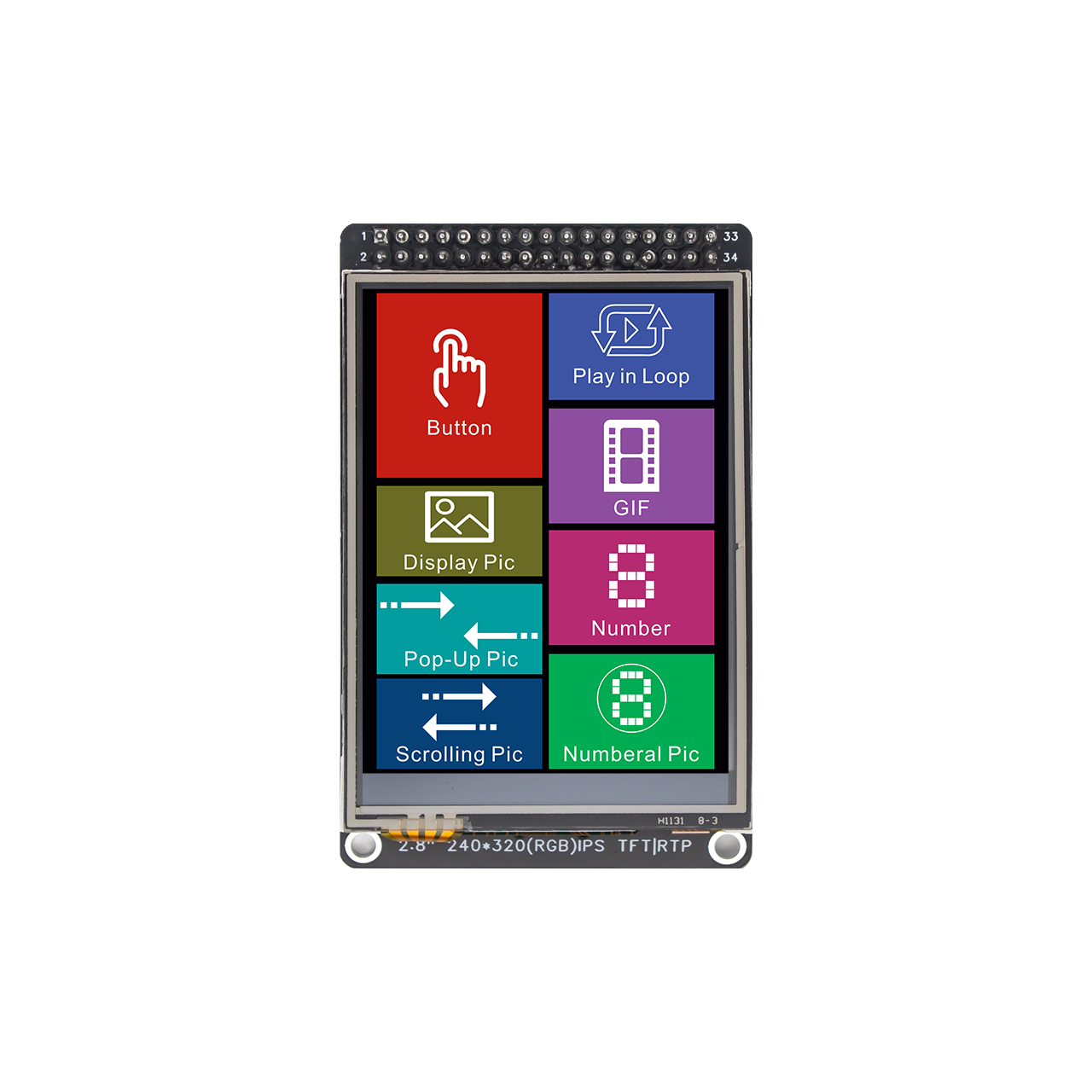 适用于 Arduino 的 2.8 英寸 TFT LCD 显示屏，带 RTP